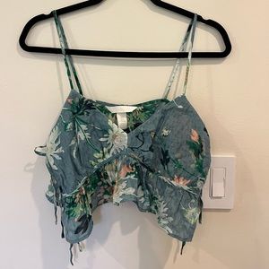 H&M green floral tank top